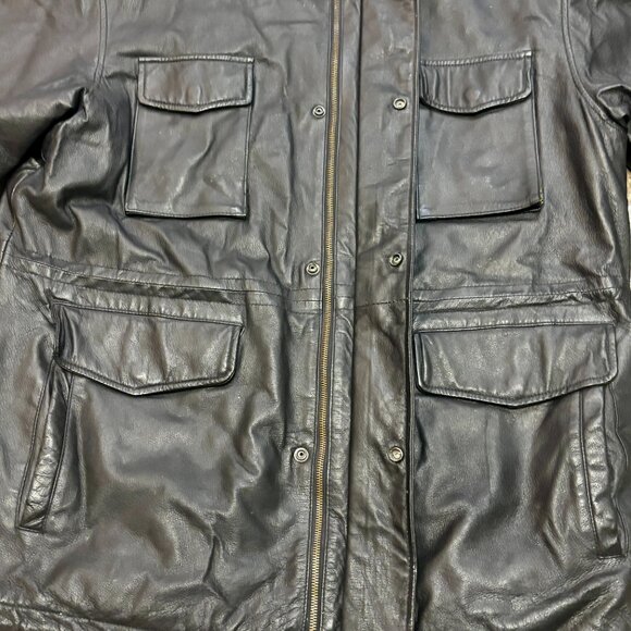 ~~Mens XL Vintage Guide Gear Leather Lined Mid-length Coat Jacket - Picture 4 of 10